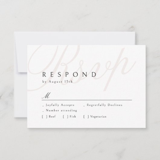 Moderne Klassieke Elegantie Kalligrafie Bruiloft R RSVP Kaartje (Voorkant)