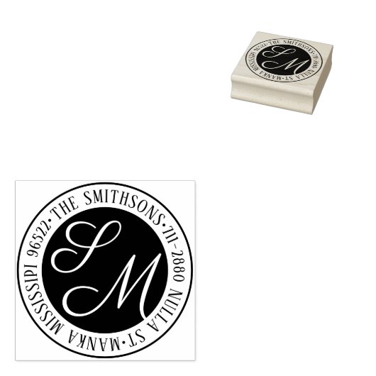 Moderne klassieke familienaam retour adres circula rubberstempel (Gestempeld)