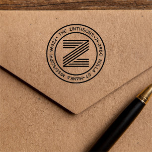 Moderne klassieke familienaam retour adres circula zelfinktende stempel