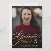 Moderne Klassieke Faux Gold Lettering Afstuderen Kaart (Voorkant)