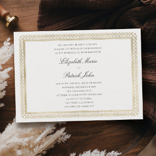 Moderne Klassieke Formele Gouden Lys Ivory Bruilof Kaart