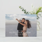 Moderne klassieke foto bruiloft save the date (Staand voorkant)