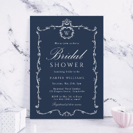 Moderne Klassieke Franse Bruiloftsshower Navy Kaart