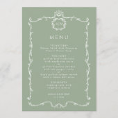 Moderne Klassieke Franse Frame Salie Groene Trouw Menu (Voorkant)