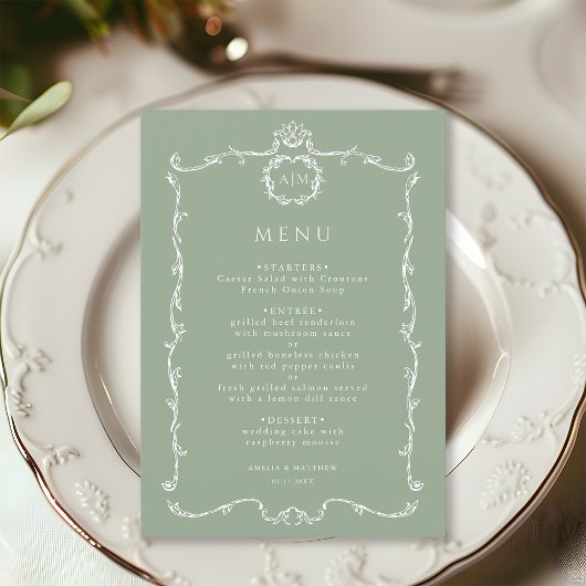 Moderne Klassieke Franse Frame Salie Groene Trouw Menu