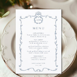 Moderne Klassieke Franse Frame Trouw Stof Blauw Menu