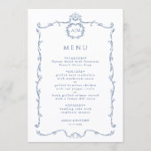 Moderne Klassieke Franse Frame Trouw Stof Blauw Menu (Voorkant)