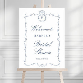 Moderne Klassieke Franse Frame Trouw Stof Blauw Poster