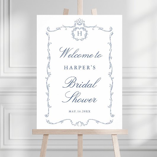 Moderne Klassieke Franse Frame Trouw Stof Blauw Poster