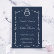 Moderne Klassieke Franse Kader Trouw Navy Blauwe