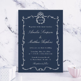 Moderne Klassieke Franse Kader Trouw Navy Blauwe Kaart