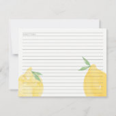Moderne Klassieke gele Lemon Recipe Kaart (Achterkant)