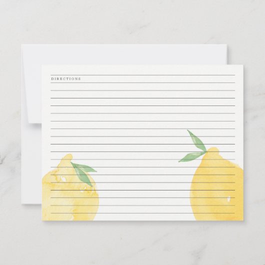 Moderne Klassieke gele Lemon Recipe Kaart (Achterkant)