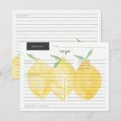 Moderne Klassieke gele Lemon Recipe Kaart (Voorkant / Achterkant)
