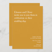 Moderne klassieke gele minieme bruiloft kaart (Voorkant / Achterkant)