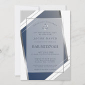Moderne klassieke geometrische blauwe SIlver Bar M Kaart (Voorkant)
