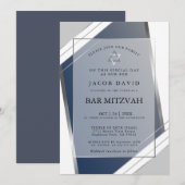 Moderne klassieke geometrische blauwe SIlver bar M Kaart (Voorkant / Achterkant)