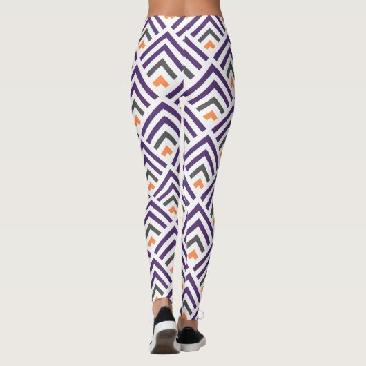 Moderne klassieke geometrische chevron paars wit leggings (Achterkant)