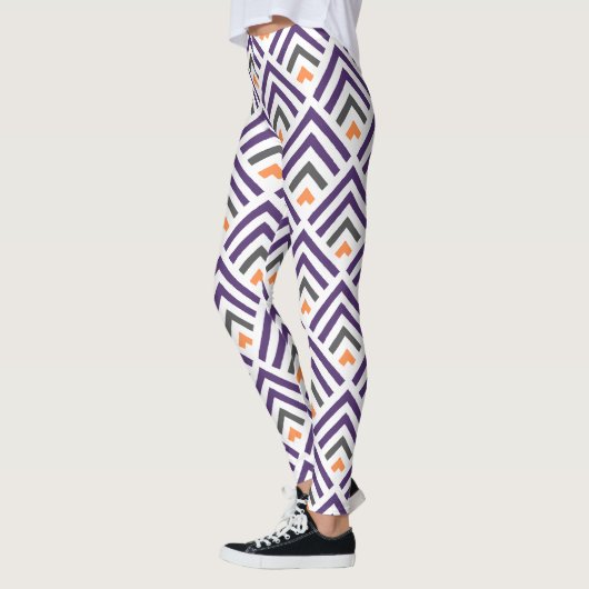 Moderne klassieke geometrische chevron paars wit leggings (Links)