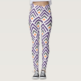 Moderne klassieke geometrische chevron paars wit leggings