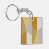 Moderne Klassieke Geometrische Gouden Gele, Grijze Sleutelhanger (Voorkant Links)