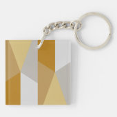Moderne Klassieke Geometrische Gouden Gele, Grijze Sleutelhanger (Achterkant)
