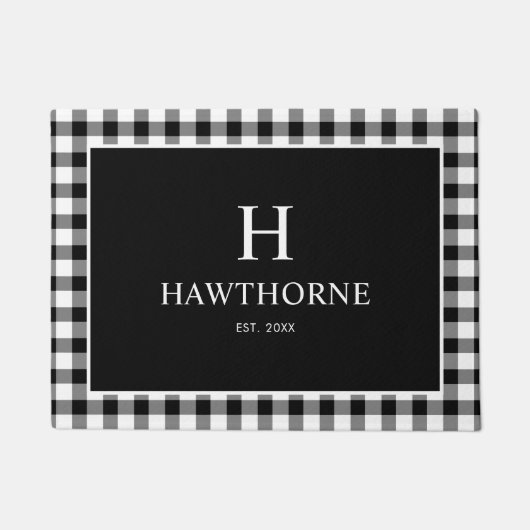 Moderne Klassieke Gingham Plaid Deurmat (Voorkant)