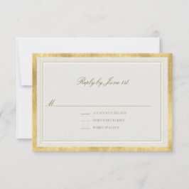 Moderne Klassieke Gouden Ecru Formele Elegante Tro RSVP Kaartje