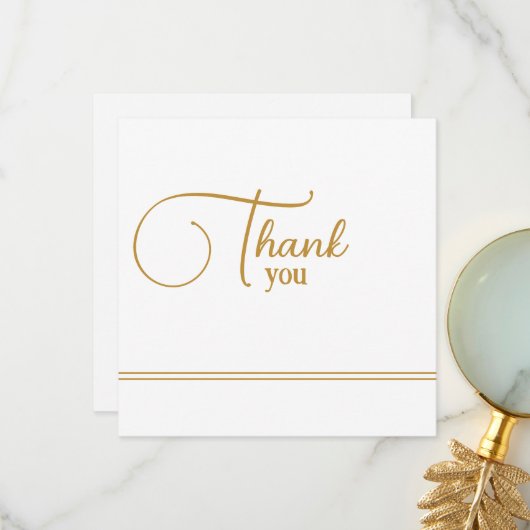 Moderne Klassieke Gouden Typografische Bedankkaart (Voorkant / Achterkant in situ)