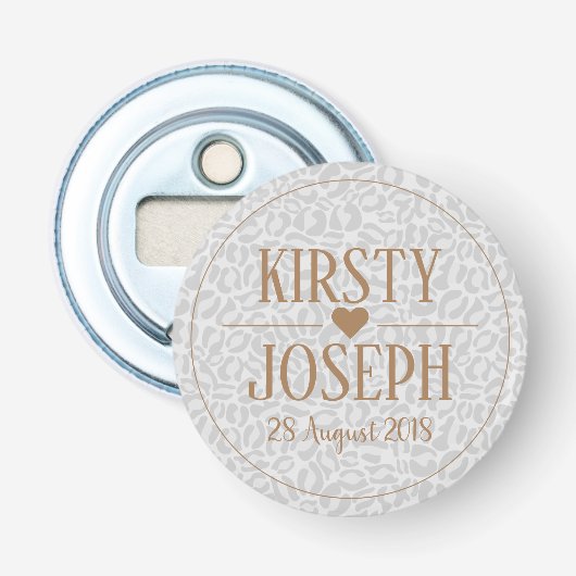 Moderne klassieke gouden weddenschappen button flesopener (Voorkant)