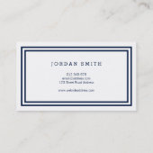 Moderne Klassieke grenzen Navy Blue en White Visitekaartje (Achterkant)