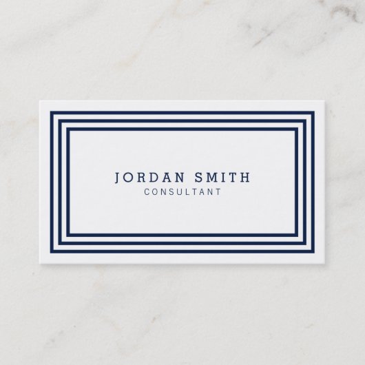 Moderne Klassieke grenzen Navy Blue en White Visitekaartje (Voorkant)