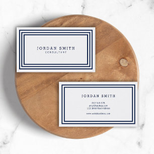 Moderne Klassieke grenzen Navy Blue en White Visitekaartje