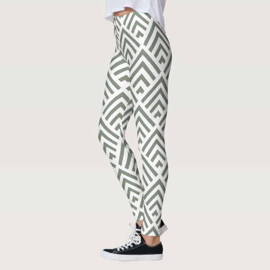 Moderne klassieke grijze witte patroongeometrische leggings (Links)