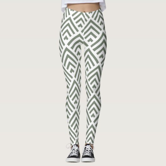 Moderne klassieke grijze witte patroongeometrische leggings (Voorkant)