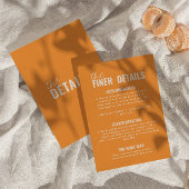 Moderne klassieke grillige kleurrijke bruiloft det informatiekaartje