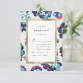 Moderne klassieke groene abstracte bloemenbruiloft RSVP kaartje (Staand voorkant)