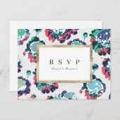 Moderne klassieke groene abstracte bloemenbruiloft uitnodiging briefkaart (Voorkant / Achterkant)