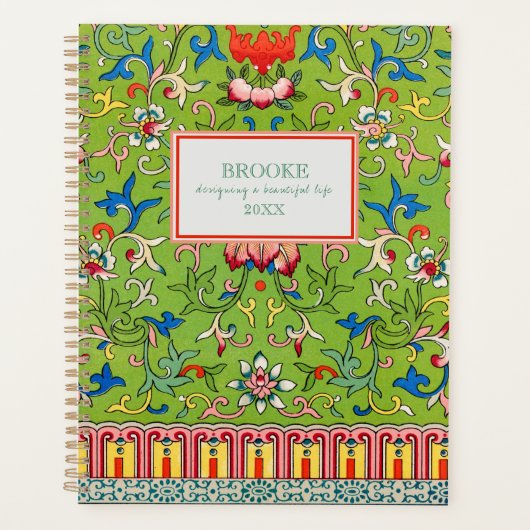 Moderne klassieke groene Chinoiserie Planner (Voorkant)