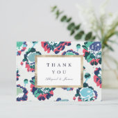 Moderne, klassieke groene goudbloem abstracte bloe bedankkaart (Staand voorkant)