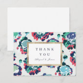 Moderne, klassieke groene goudbloem abstracte bloe bedankkaart (Voorkant / Achterkant)