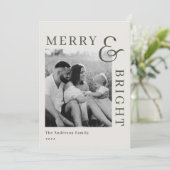 Moderne klassieke groene typografie tweezijdige fo feestdagenkaart (Staand voorkant)