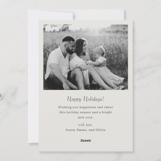 Moderne klassieke groene typografie tweezijdige fo feestdagenkaart (Achterkant)