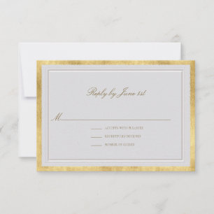 Moderne Klassieke Ivoren Gouden Formele Elegante B RSVP Kaartje