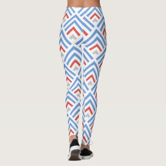 Moderne klassieke jumpercat chevron blauw en rood leggings (Achterkant)