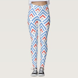 Moderne klassieke jumpercat chevron blauw en rood leggings