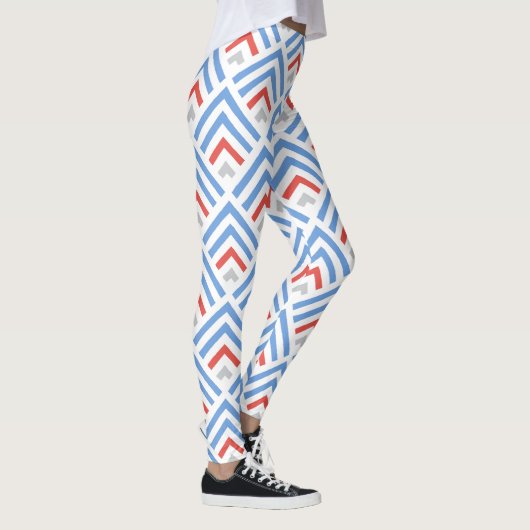 Moderne klassieke jumpercat chevron blauw en rood leggings (Rechts)