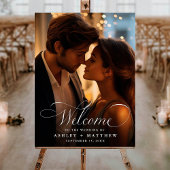 Moderne klassieke kalligrafie bruiloft welkomstfot poster