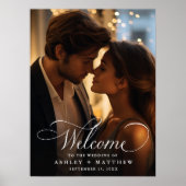 Moderne klassieke kalligrafie bruiloft welkomstfot poster (Voorkant)