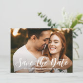 Moderne klassieke kalligrafie overlay foto save the date (Staand voorkant)
